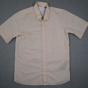 Matthew Miller Mens Untitled Mixed Media Short Sleeve Shirt Pink Peach Large